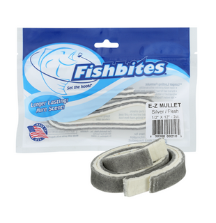 FISHBITES SALTWATER E-Z LONG LASTING MULLET - FLESH AND GREY SHINE 2PK