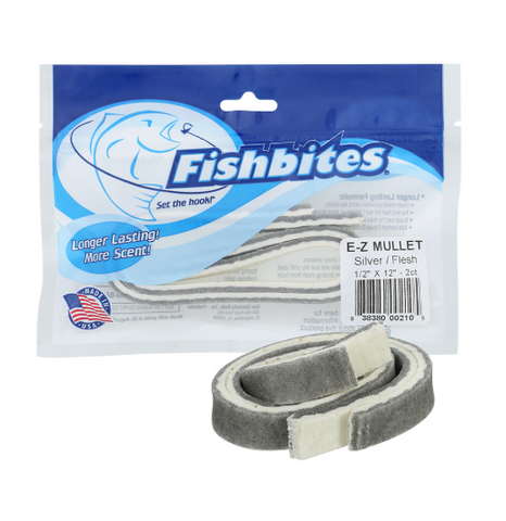 FISHBITES SALTWATER E-Z LONG LASTING MULLET - FLESH AND GREY SHINE 2PK