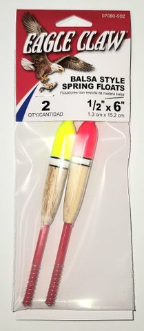1/2"X6" BALSA STYLE SPRING FLOATS 2PK
