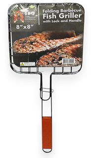 FOLDING BBQ FISH GRILLER WITH LOCK AND HANDLE