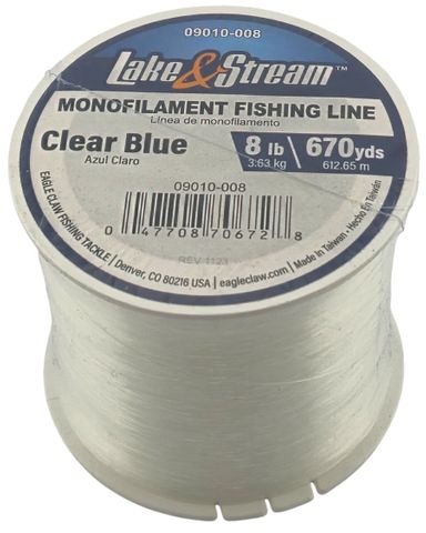 8 LB LAKE & STREAM CLEAR BLUE MONO LINE 670YD