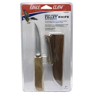 4" WOOD HANDLE FILLET KNIFE W/SHEATH