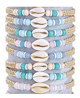 36 PC HOWLITE SHELL BRACELETS & DISPLAY