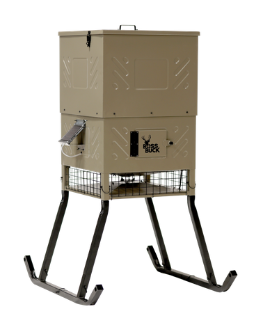 600LB BOSS BUCK STAND AND FILL FEEDER W/ EVOLUTION SPIN PLATE AND SOLAR PANEL