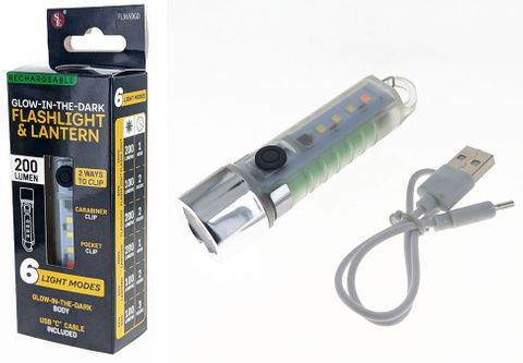 4" RECHARGEABLE GLOW IN THE DARK FLASHLIGHT