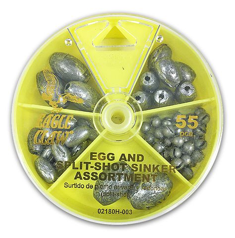 55 PC EGG & SPLIT-SHOT SINKER ASSORTMENT | Bishop Distributing, Inc.