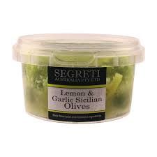 OLIVES - SEGRETI LEMON & GARLIC SICILIAN 200G