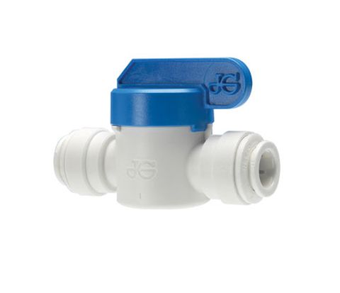 John Guest shut/off valve, 3/8"Tube/H20/White/Blue