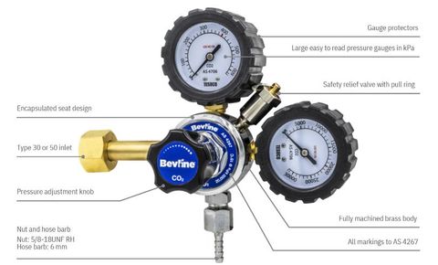 Regulator/CO2/BottleMount/400kPaOUT/Bevline (non-AS5034)