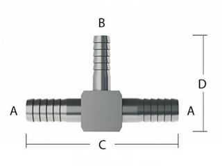 Tee / Reducing / Stainless / 10x6x10mm