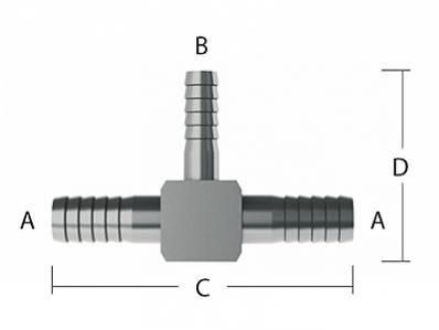 Tee / Reducing / Stainless / 6x10x6mm