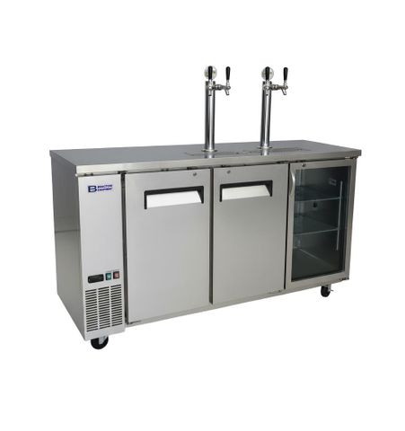 Keg Fridge / Stainless / 3Door / 1Glass+Shelves / (font sold separately)