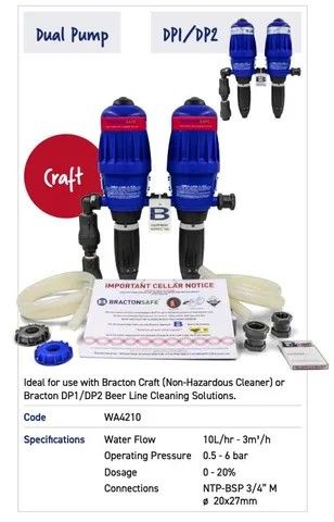 Bracton Beerline Clean System 2 Pump-Suits DP1/DP2/CraftD3RE 0-20% DOSATRON