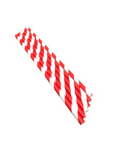 Regular Paper Straw RED &WHITE Striped