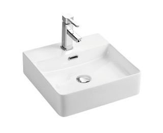 Ontario Thin Edge Wall Hung Basin 420 x 420 x120 1TH w/Overflow Gloss White