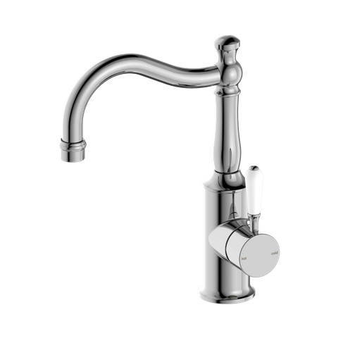 York Basin Mixer Hook Spt  w/Wht Porc Lv