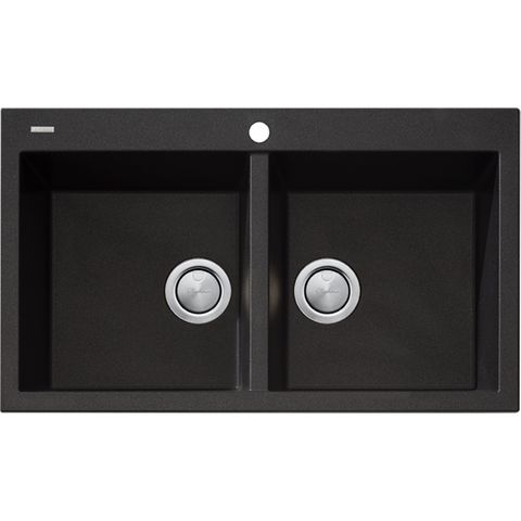 ST-BL1564 SAN-BLACK Dbl Bowl TM Sink