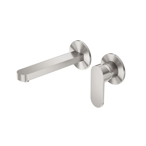 Ecco Wall Basin/Bath Mixer Separate Back Plate Brushed Nickel