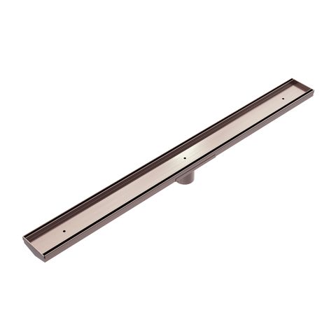 Tile Insert V Channel 900x82mm Floor Grate 50mm Outlet Brushed Bronze