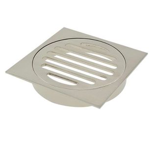 Floor Grate 100mm Square Brushed Nickel