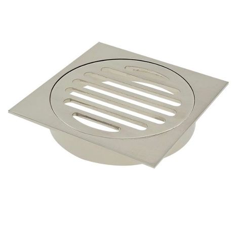 Floor Grate 100mm Square Brushed Nickel
