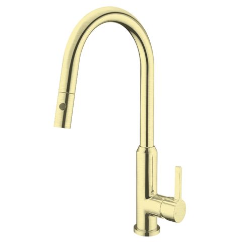 Pearl Pull Out Sink Mixer With Vegie Spray Function Brushed Gold