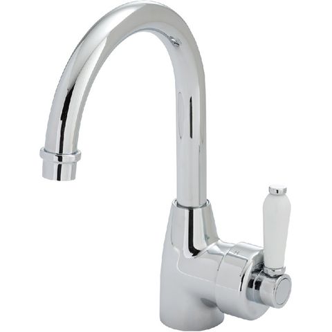 Eleanor Gooseneck Basin Mixer CH/Wh LF