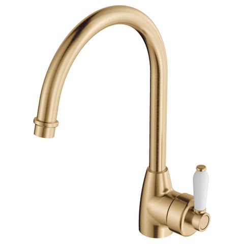 Eleanor Gooseneck Kitchen Mixer Urban Brass/Ceramic