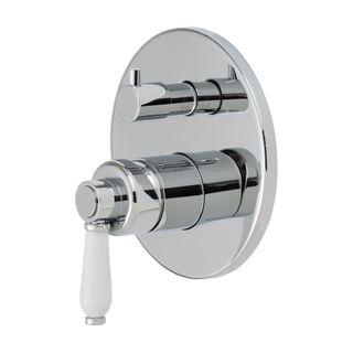 Eleanor Wall Mixer Diverter Chrome White Handle