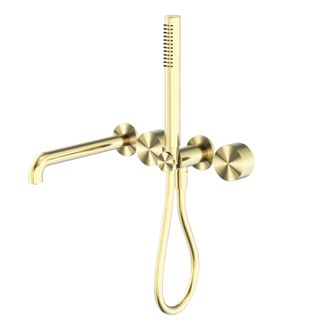 Kara Progressive Shower System Separate Plate With Spout 250mm Brushed Gold