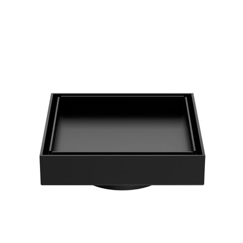 130mm Square Tile Insert Floor Waste 80mm Outlet Matte Black