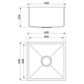 Tropea Single Bowl 440x440x230 Stainless Steel