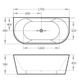 Cortona Gloss White Free Standing Back To Wall Acylic Bath 1700*800*580