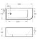 Modica Gloss White Free Standng Corner Acylic Bath /Left Corner 1500*730*560