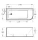 Modica Corner LEFT Acrylic Bath 1700