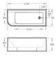Modica Gloss White Free Standng Corner Acylic Bath /Left Corner 1700*730*560