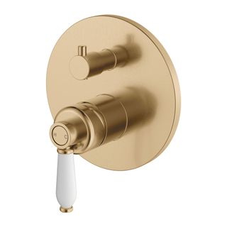 Eleanor Wall Mixer Diverter Urban Brass White Handle