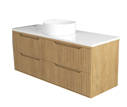 Nimis 1200mm Wall Hung Vanity Natural Beechwood with Silica Free Matte White Solid Surface Top