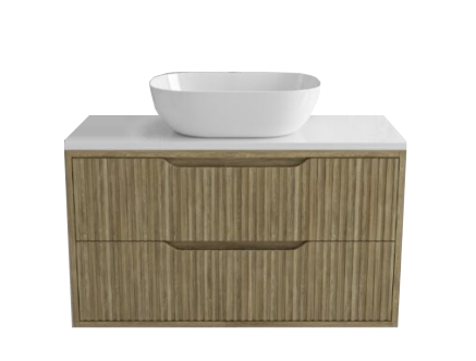 Nimis 900mm Wall Hung Vanity Natural Beechwood with Silica Free Matte White Solid Surface Top