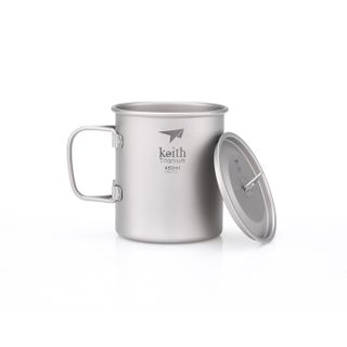 Keith Single Wall Titanium Mug With Handle / Lid 450ml