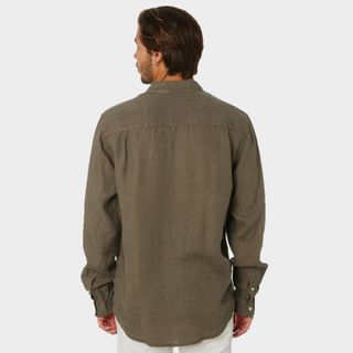 Academy Brand Hampton Linen Long Sleeve Shirt Olive