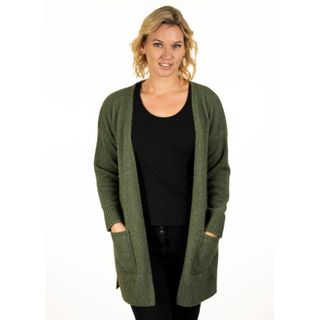 Koru Womens Long Line Cardigan With Pockets Moss