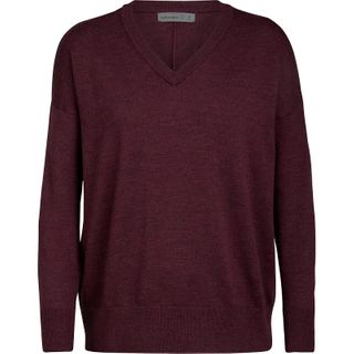 Icebreaker Women's Merino Shearer V Neck Sweater - Pinot Hthr