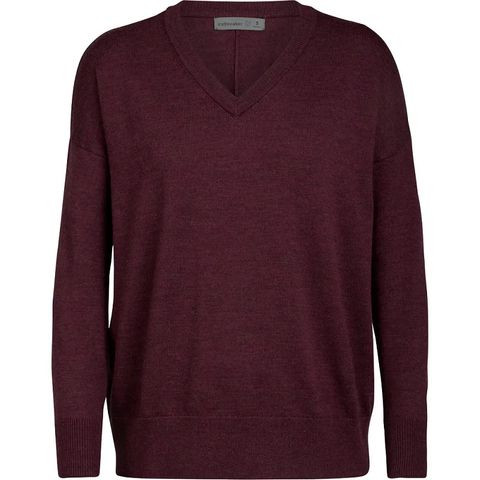 Icebreaker Women's Merino Shearer V Neck Sweater - Pinot Hthr