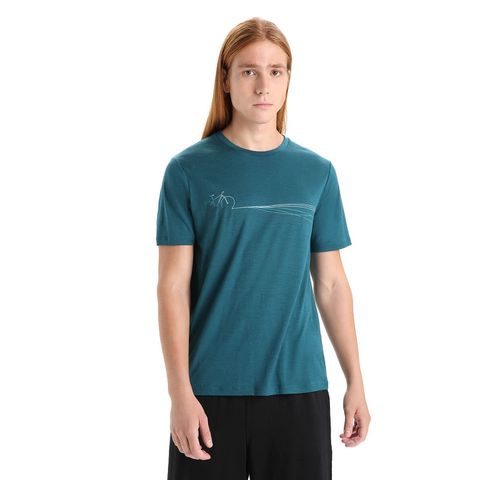 Icebreaker Men's Merino Tech Lite Ii Short Sleeve T-shirt Cadence Paths - Green Glory