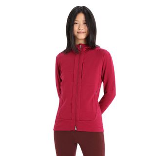 Icebreaker Women's Merino Quantum Iii Long Sleeve Zip Hoodie - Cherry