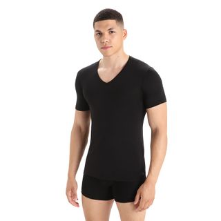 Icebreaker Men's Merino Anatomica Short Sleeve V Neck Tee - Black