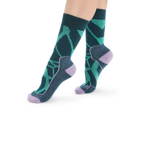 Icebreaker Women's Merino Hike+ Medium Crew Fractured Landscapes - Green Glory