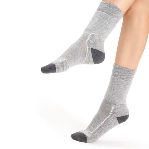 Icebreaker Women's Merino Hike+ Light Crew Socks - Blizzard Heather