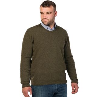 Native World  Men's Vee Neck Sweater - Fern
